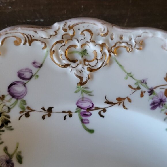 Antique Meissen Plate Courting Couple Romantic Scene Floral Design 8.75" - Picture 4 of 10